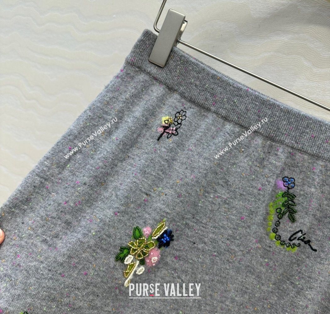 Ermanno Scervino Wool Embroidered Vest and Skirt Set Grey 2025 ER1980 (QI-250904083)