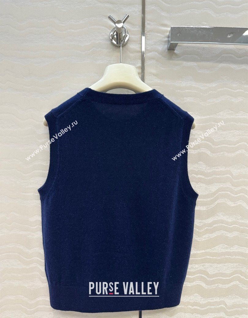 Ermanno Scervino Flower Cashmere and Wool Vest Blue 2025 0904 (QI-250904084)