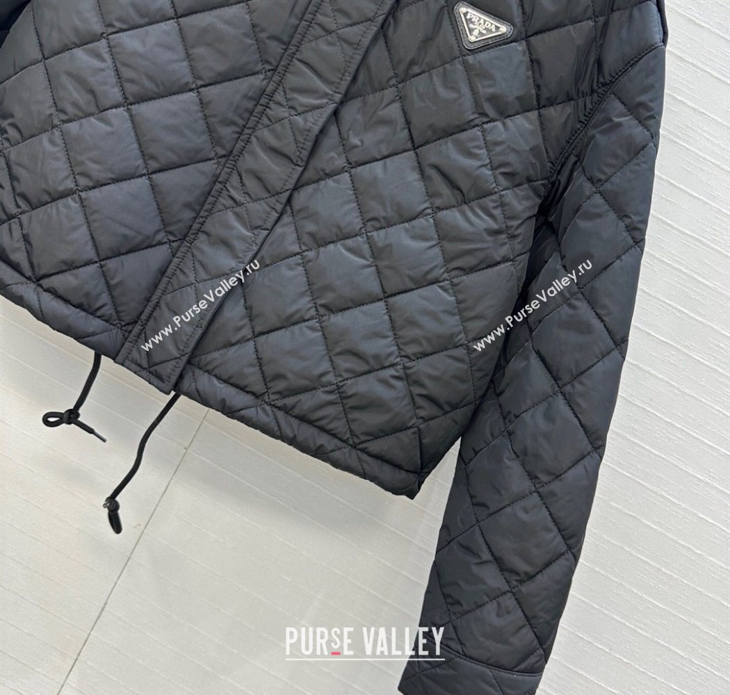 Dior Oblique Padded Short Jacket with Strap Black 2025 DR090404 (QI-250904029)