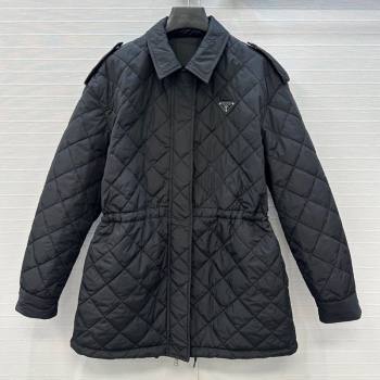 Dior Oblique Padded Short Coat with Strap Black 2025 DR090404 (QI-250904031)