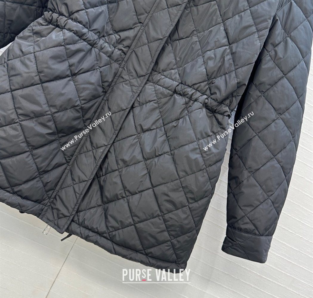 Dior Oblique Padded Short Coat with Strap Black 2025 DR090404 (QI-250904031)