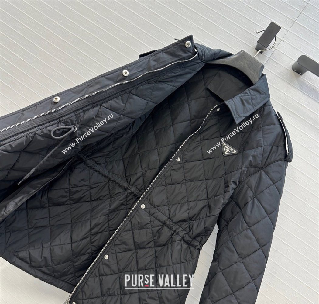 Dior Oblique Padded Short Coat with Strap Black 2025 DR090404 (QI-250904031)