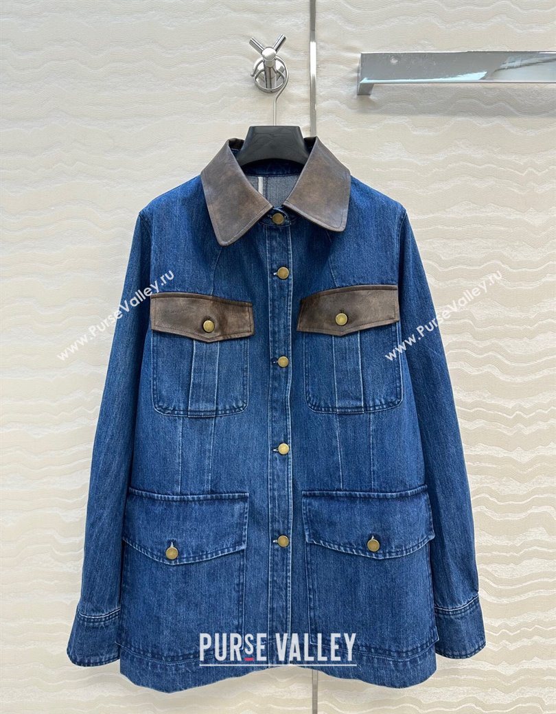 Prada Denim Long Jacket Blue 2025 PR090408 (QI-250904070)
