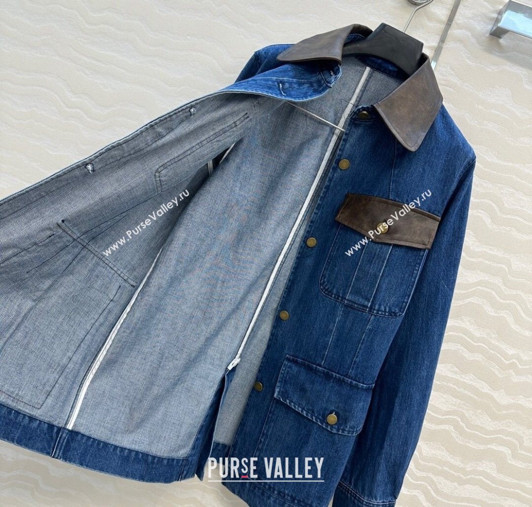Prada Denim Long Jacket Blue 2025 PR090408 (QI-250904070)