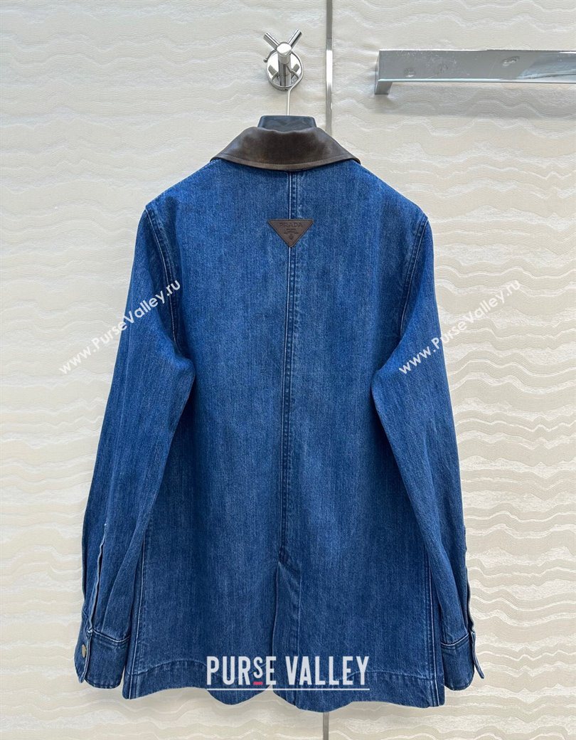 Prada Denim Long Jacket Blue 2025 PR090408 (QI-250904070)