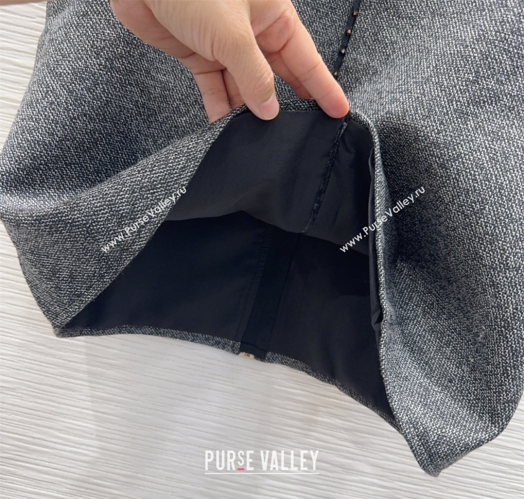 Dior Wool Blend Vest and Skirt Set Dark Grey 2025 DR090440 (QI-250904104)