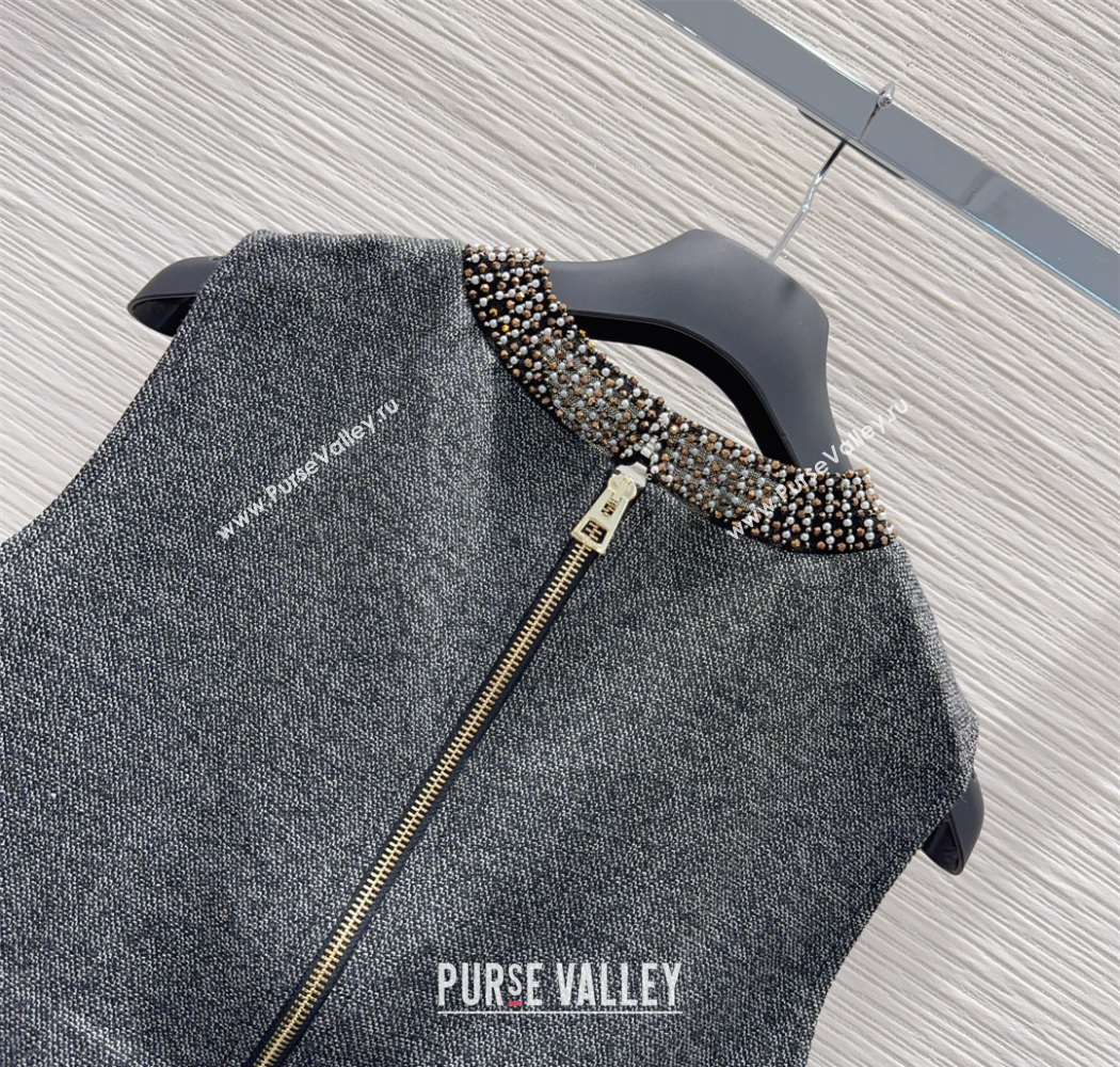 Dior Wool Blend Vest and Skirt Set Dark Grey 2025 DR090440 (QI-250904104)