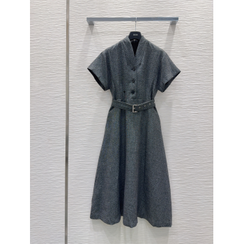 Dior Wool Blend Dress Dark Grey 2025 DR090420 (QI-250904102)