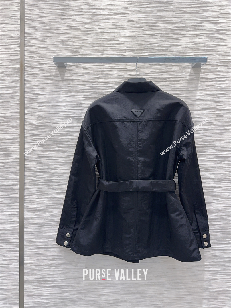 Prada Black Jacket with Belt 2025 PR090409 (QI-250904109)
