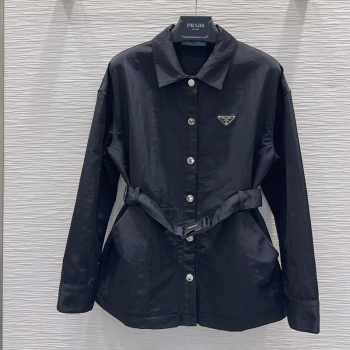 Prada Black Jacket with Belt 2025 PR090409 (QI-250904109)
