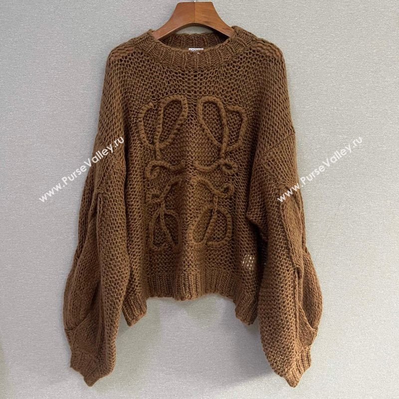 Loewe Mohair Crochet Sweater Brown 2025 0904 (QI-250904098)