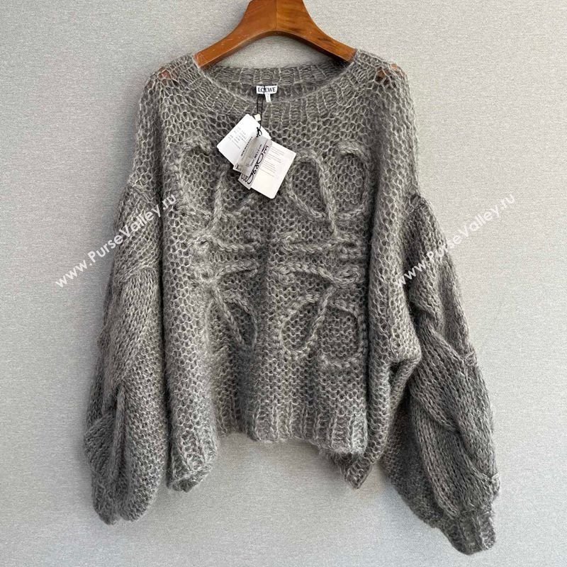 Loewe Mohair Crochet Sweater Grey 2025 0904 (QI-250904099)