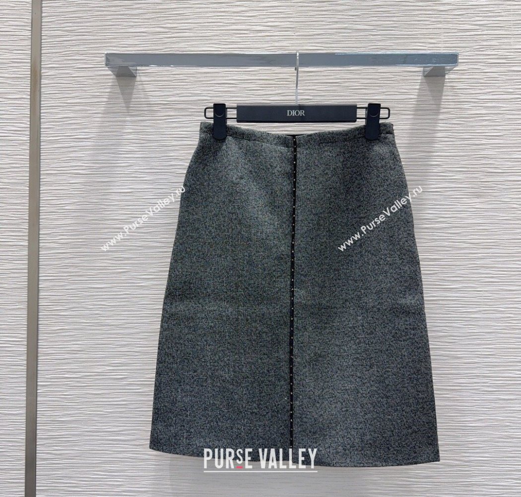 Dior Wool Blend Vest and Skirt Set Dark Grey 2025 DR090440 (QI-250904104)