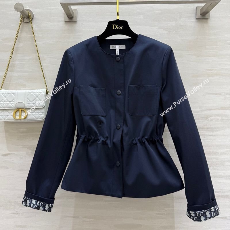 Dior Belted Jacket Blue 2025 DR090415 (QI-250904116)