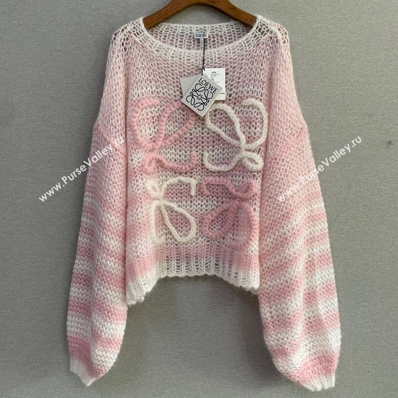 Loewe Mohair Crochet Sweater Light Pink 2025 0904 (QI-250904091)