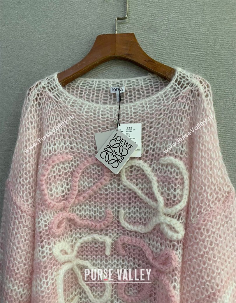 Loewe Mohair Crochet Sweater Light Pink 2025 0904 (QI-250904091)