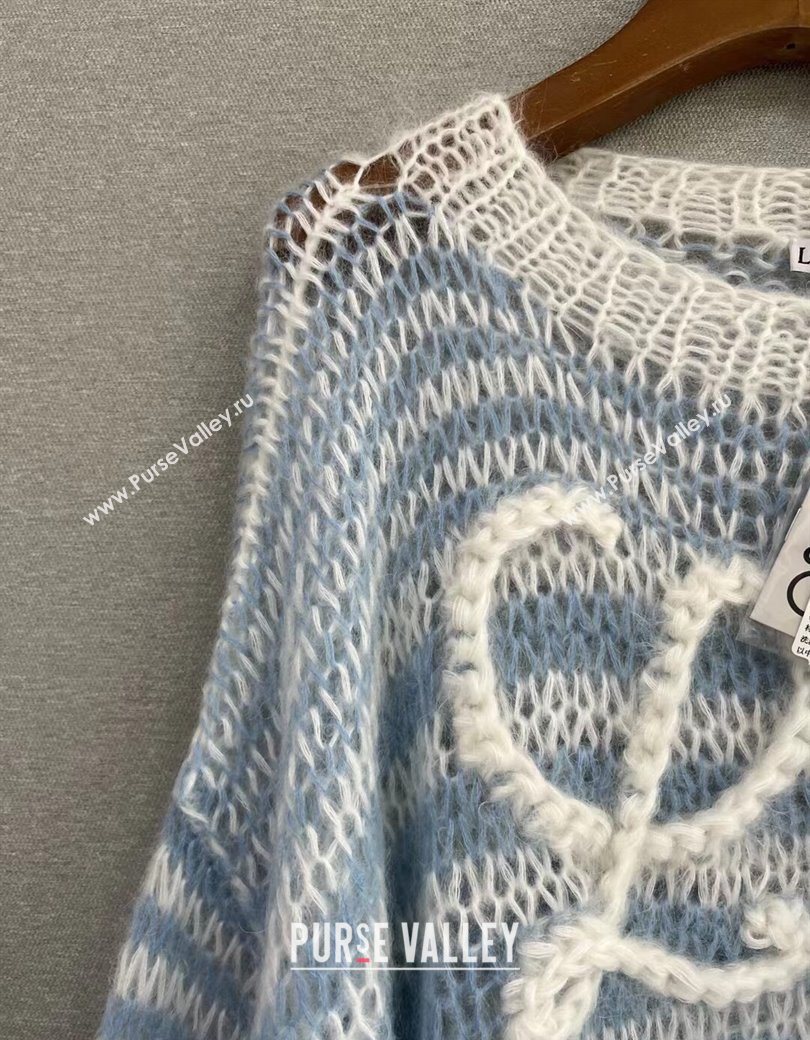 Loewe Mohair Crochet Striped Sweater White/Blue 2025 0904 (QI-250904092)