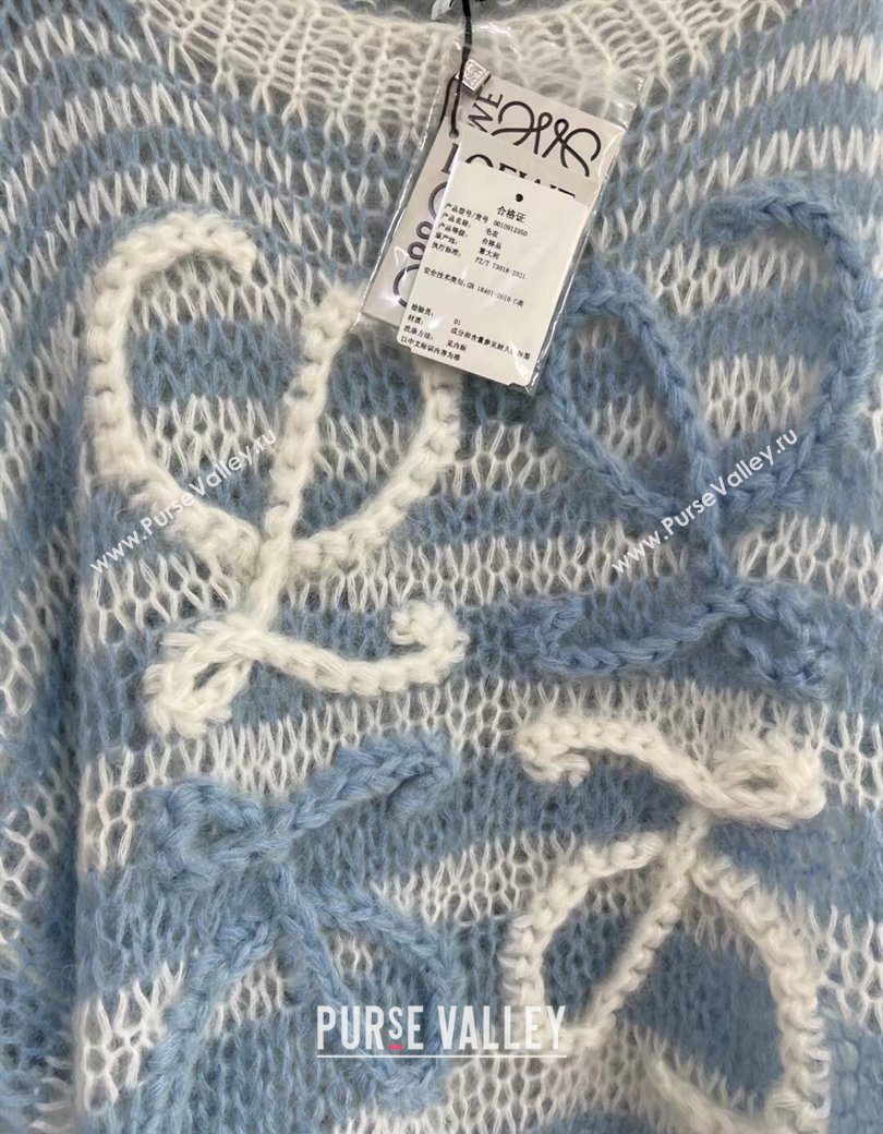 Loewe Mohair Crochet Striped Sweater White/Blue 2025 0904 (QI-250904092)