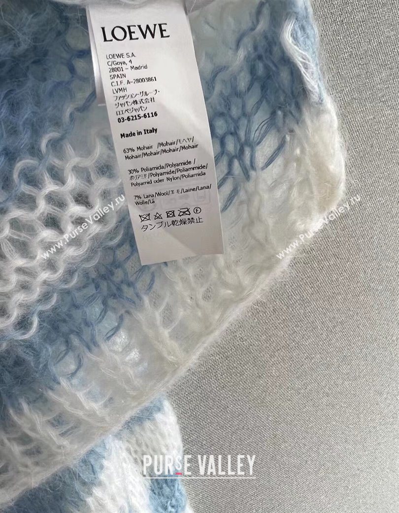 Loewe Mohair Crochet Striped Sweater White/Blue 2025 0904 (QI-250904092)