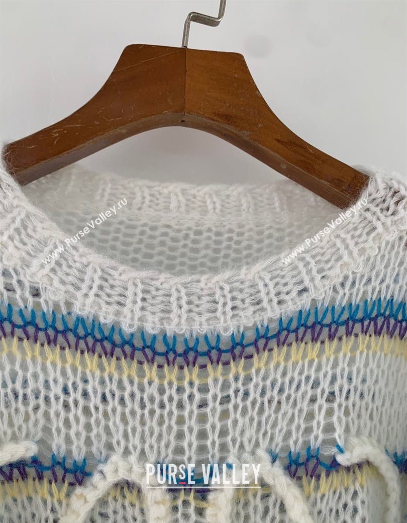 Loewe Mohair Crochet Sweater White/Blue/Purple 2025 0904 (QI-250904094)