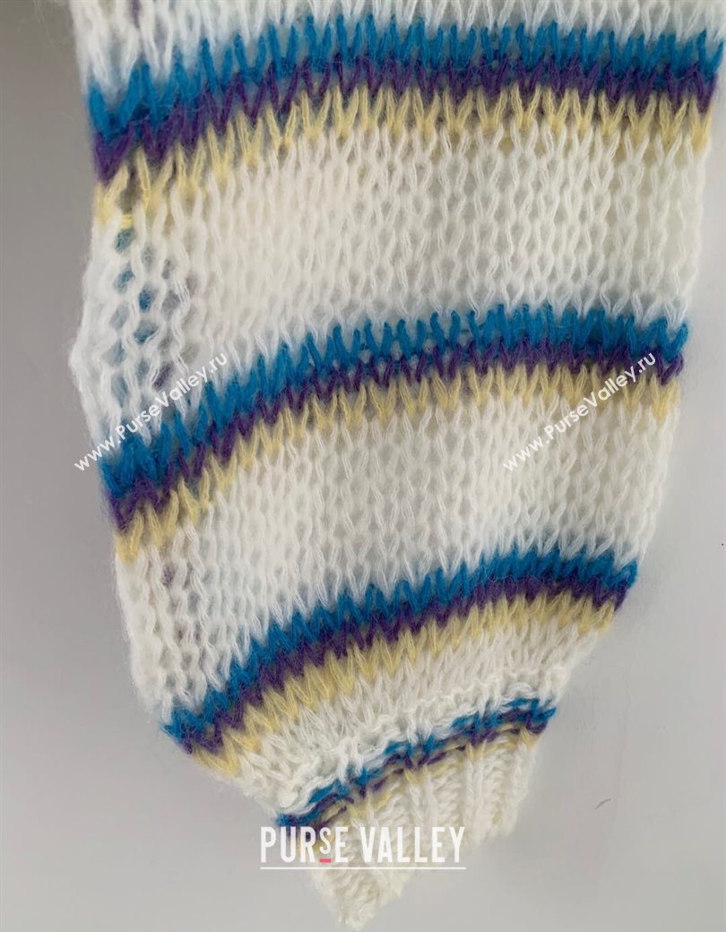 Loewe Mohair Crochet Sweater White/Blue/Purple 2025 0904 (QI-250904094)