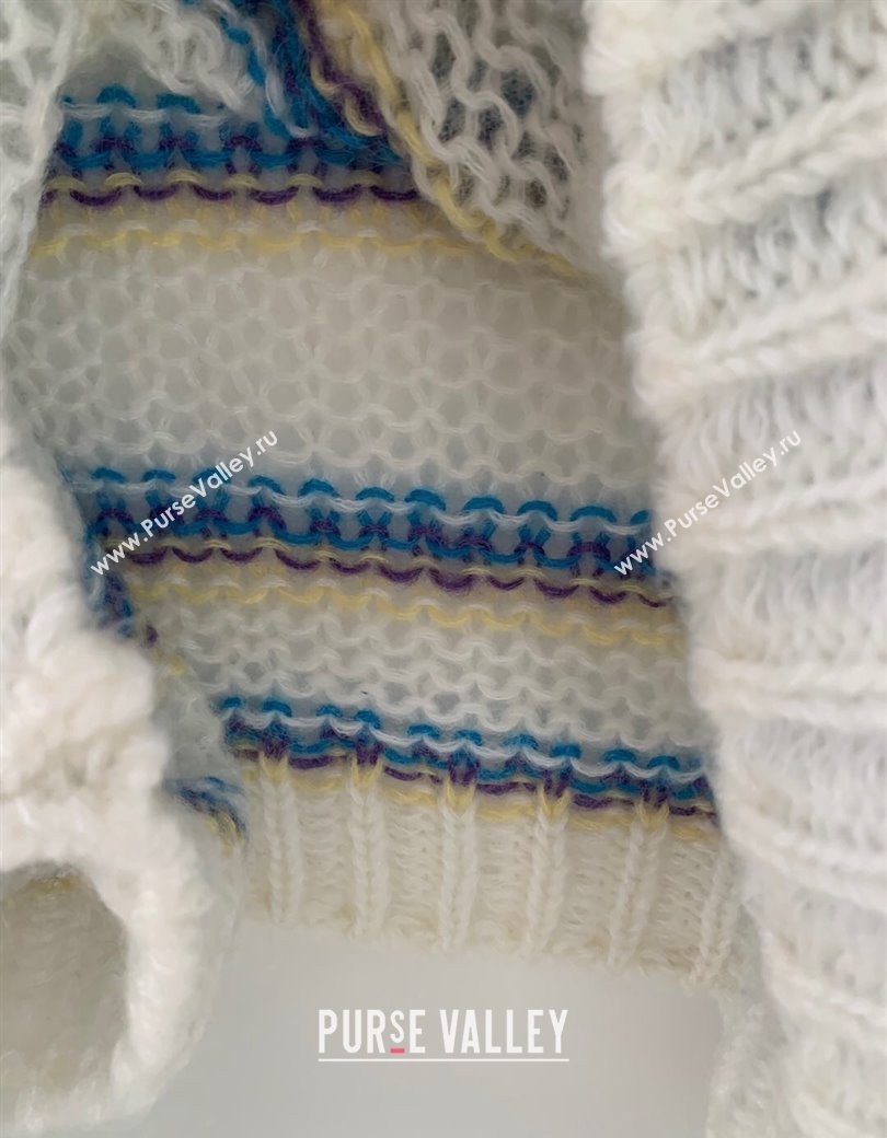 Loewe Mohair Crochet Sweater White/Blue/Purple 2025 0904 (QI-250904094)