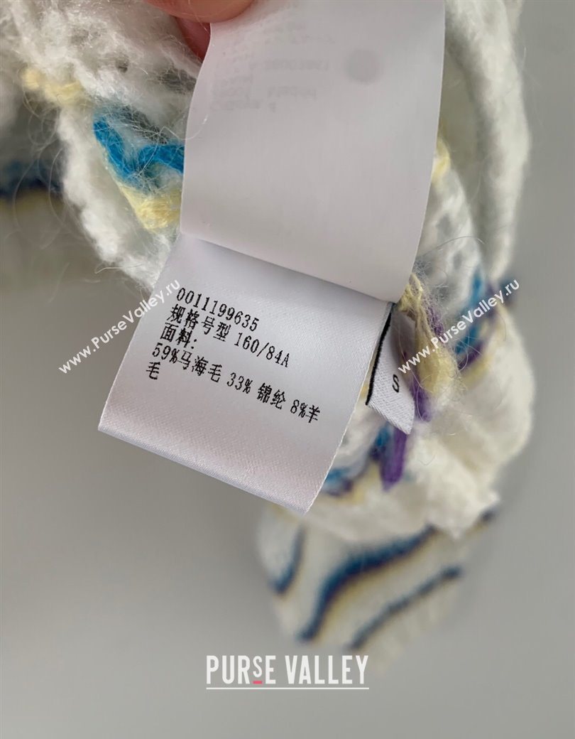 Loewe Mohair Crochet Sweater White/Blue/Purple 2025 0904 (QI-250904094)