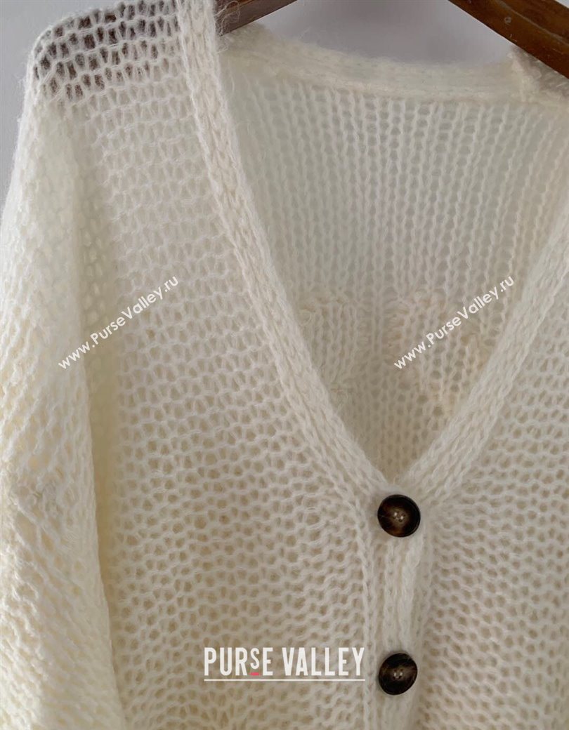 Loewe Mohair Crochet Cardigan Ivory White 2025 0904 (QI-250904095)