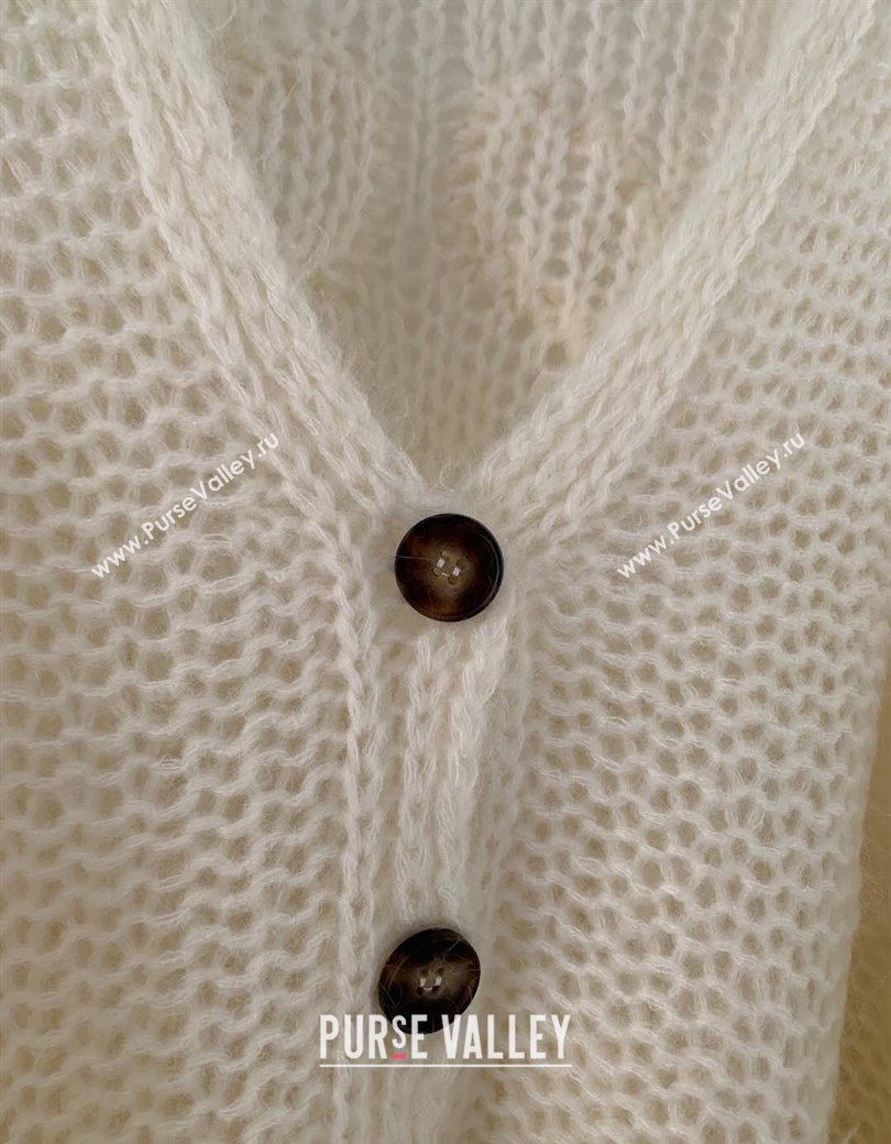Loewe Mohair Crochet Cardigan Ivory White 2025 0904 (QI-250904095)