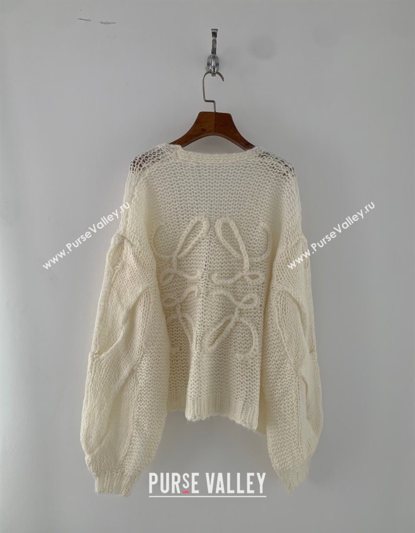 Loewe Mohair Crochet Cardigan Ivory White 2025 0904 (QI-250904095)