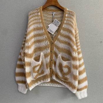 Loewe Mohair Crochet Cardigan White/Beige 2025 0904 (QI-250904096)