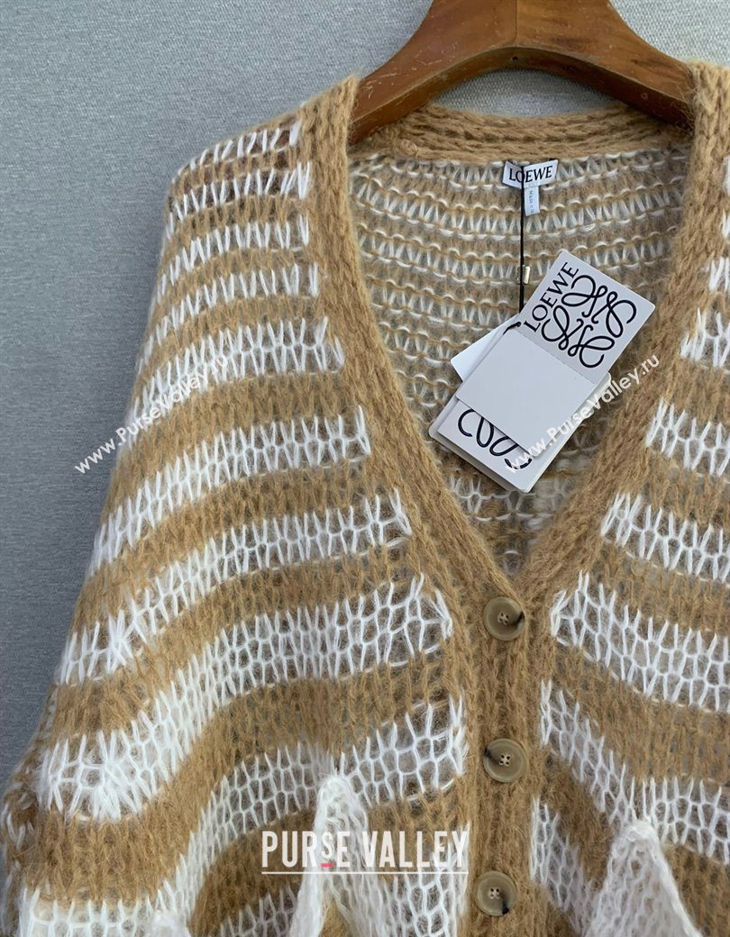 Loewe Mohair Crochet Cardigan White/Beige 2025 0904 (QI-250904096)