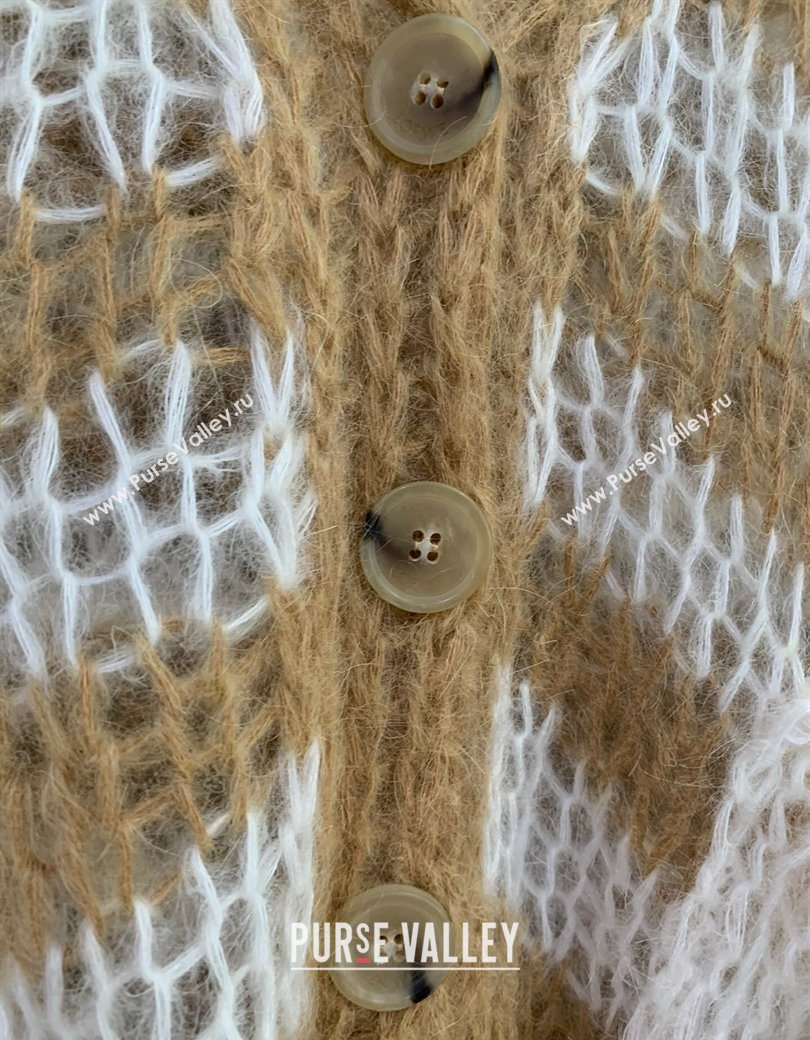 Loewe Mohair Crochet Cardigan White/Beige 2025 0904 (QI-250904096)