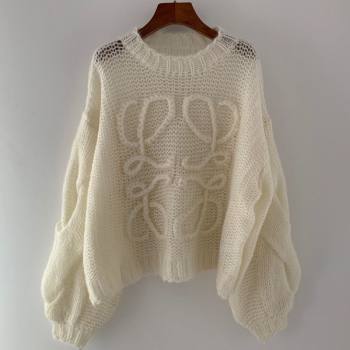 Loewe Mohair Crochet Sweater Ivory White 2025 0904 (QI-250904097)