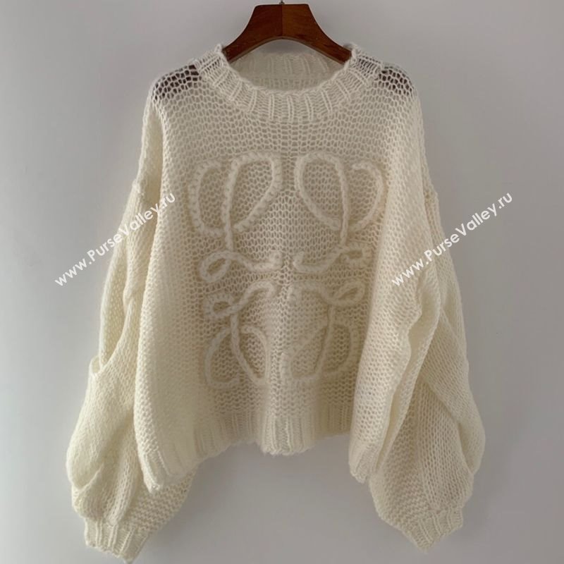 Loewe Mohair Crochet Sweater Ivory White 2025 0904 (QI-250904097)