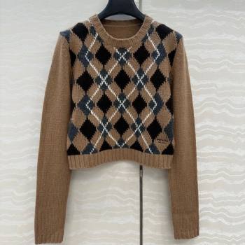 Prada Cashmere Plaid Sweater Brown 2025 PR090426 (QI-250904126)