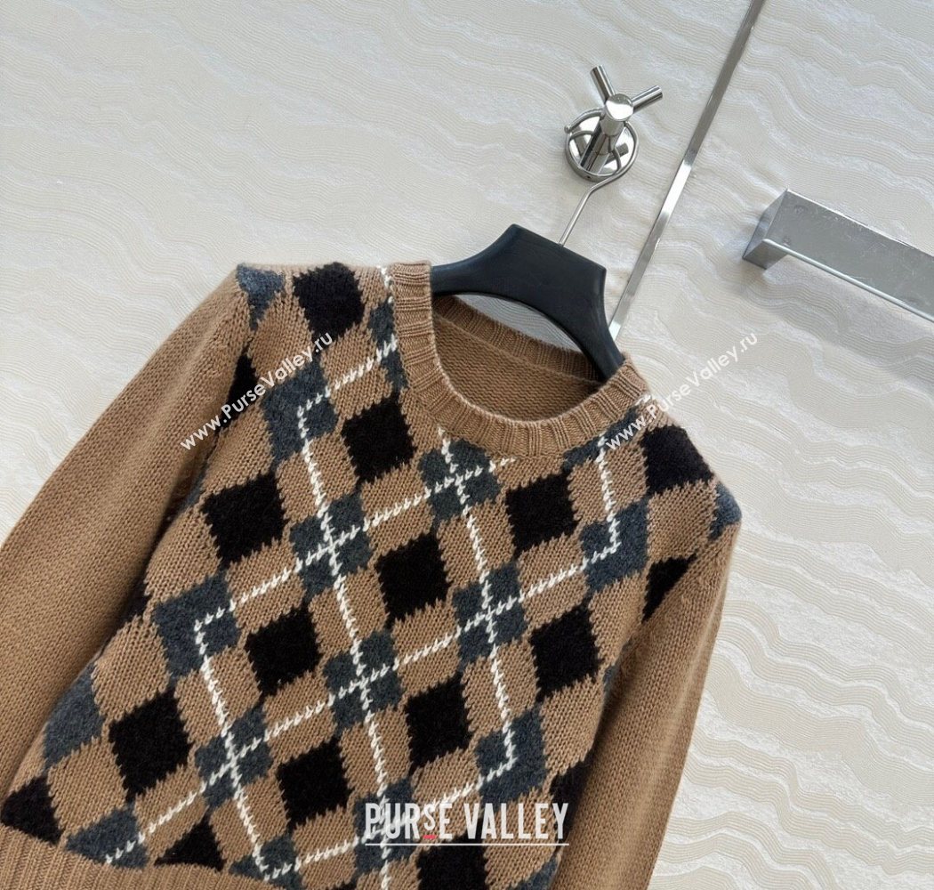 Prada Cashmere Plaid Sweater Brown 2025 PR090426 (QI-250904126)