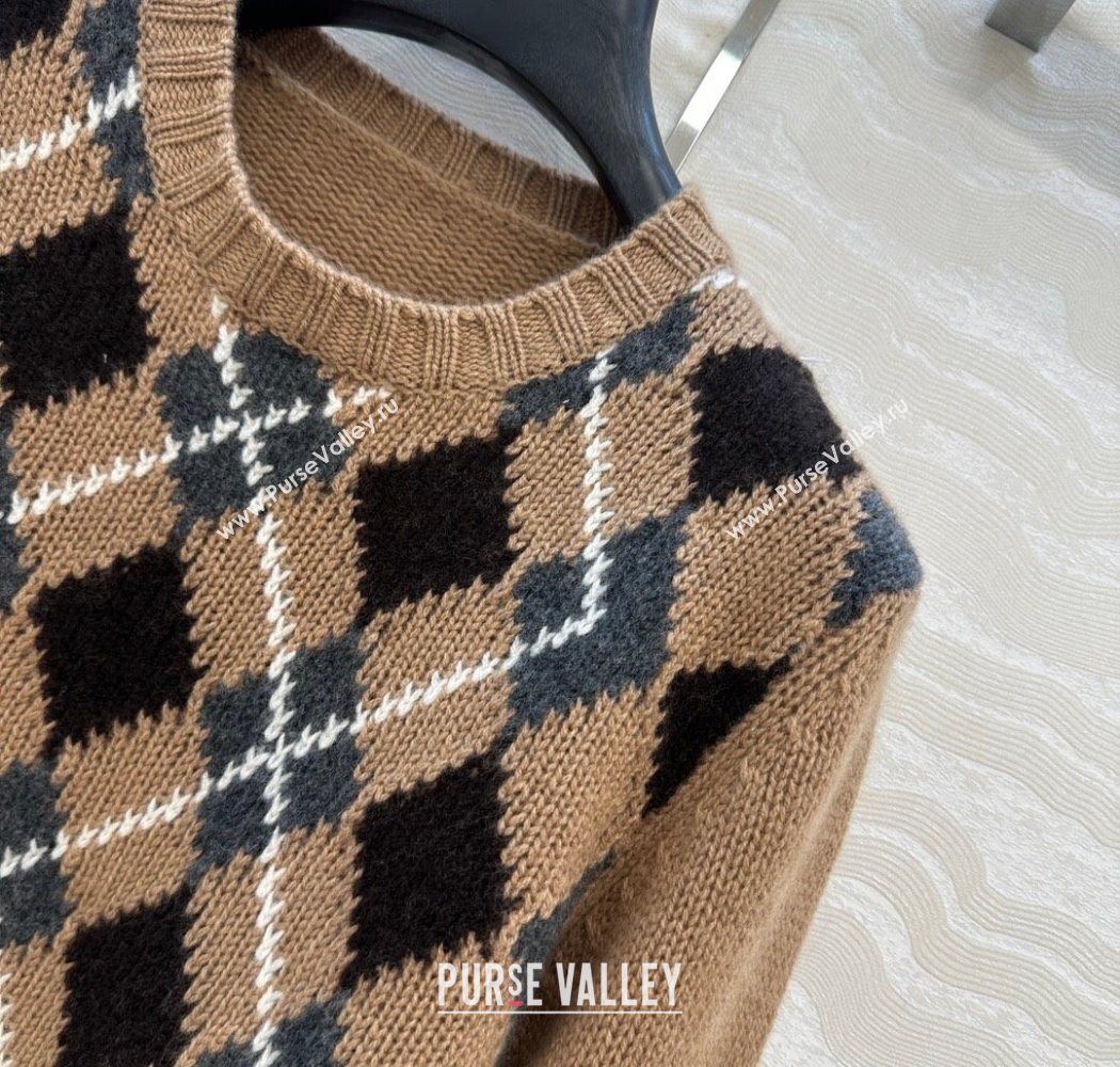Prada Cashmere Plaid Sweater Brown 2025 PR090426 (QI-250904126)