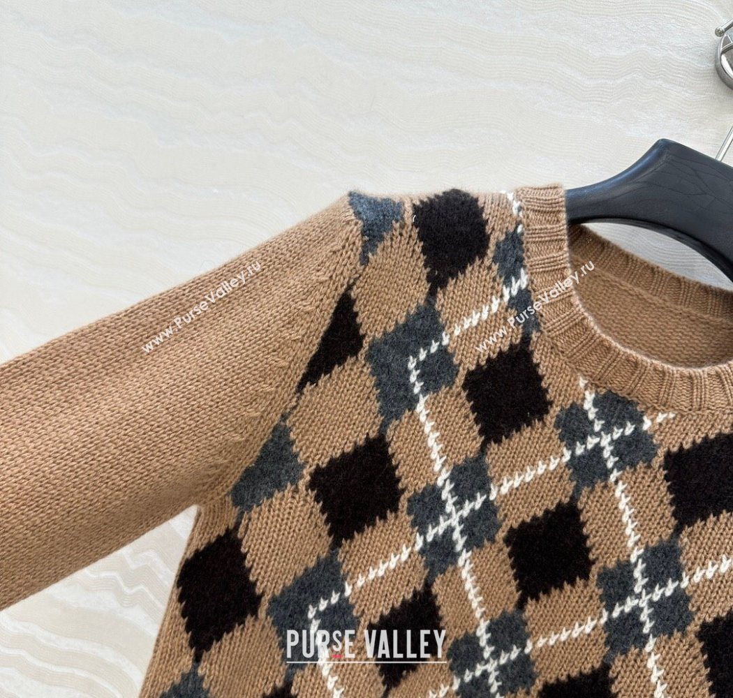 Prada Cashmere Plaid Sweater Brown 2025 PR090426 (QI-250904126)
