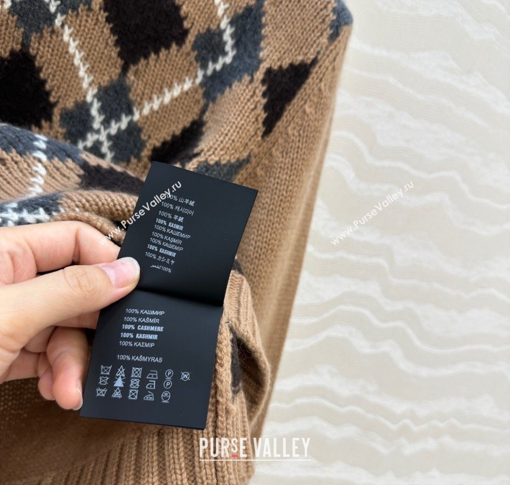 Prada Cashmere Plaid Sweater Brown 2025 PR090426 (QI-250904126)