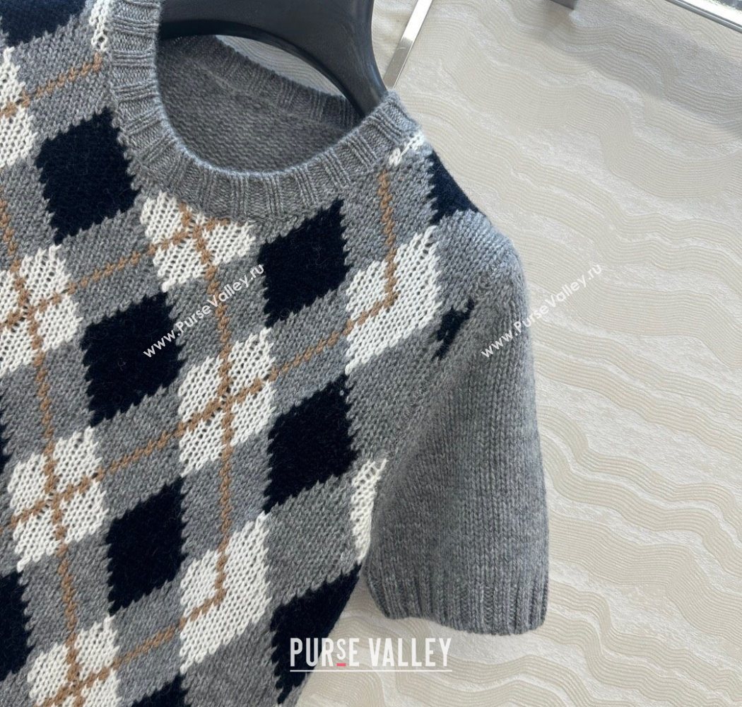 Prada Cashmere Plaid Top Grey 2025 PR090426 (QI-250904129)