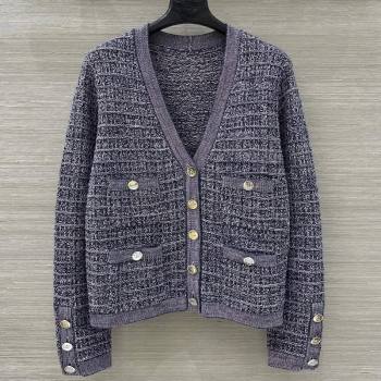 Chanel Wool Cotton Tweed Cardigan Blue 2025 CH090503 (QI-250905005)