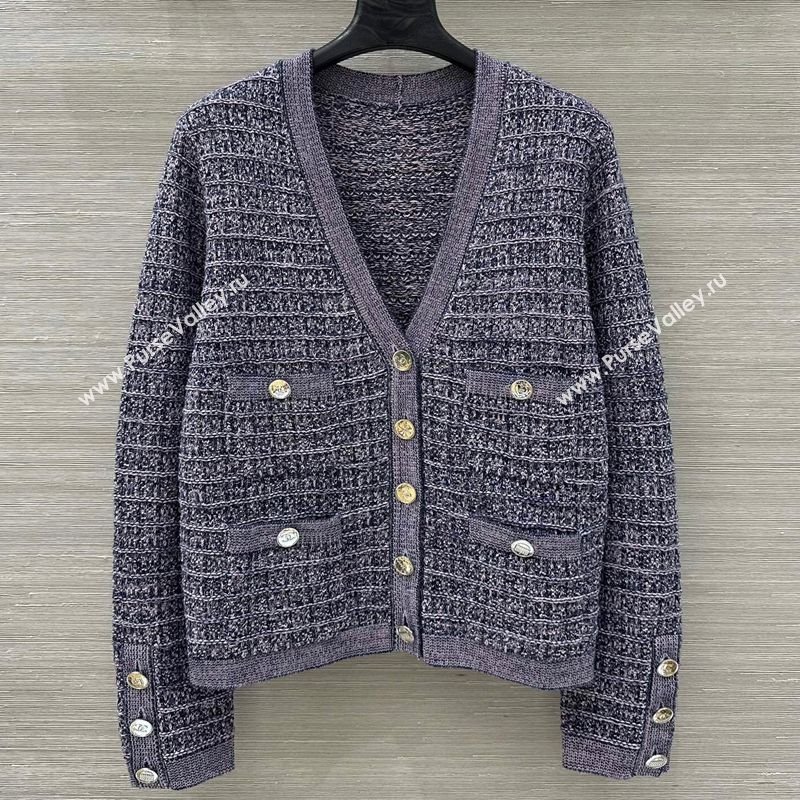 Chanel Wool Cotton Tweed Cardigan Blue 2025 CH090503 (QI-250905005)