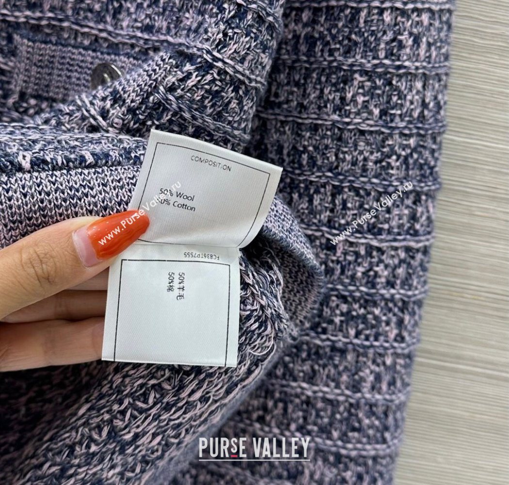 Chanel Wool Cotton Tweed Cardigan Blue 2025 CH090503 (QI-250905005)