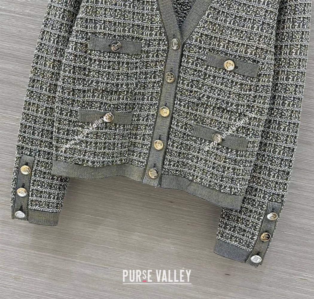 Chanel Wool Cotton Tweed Cardigan Grey 2025 CH090503 (QI-250905003)