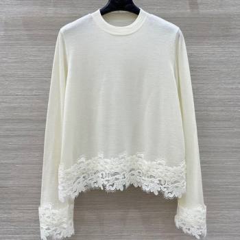 Ermanno Scervino Wool and Lace Top White 2025042933 (QI-250904135)