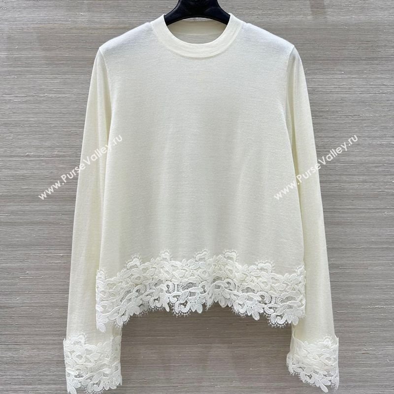 Ermanno Scervino Wool and Lace Top White 2025042933 (QI-250904135)