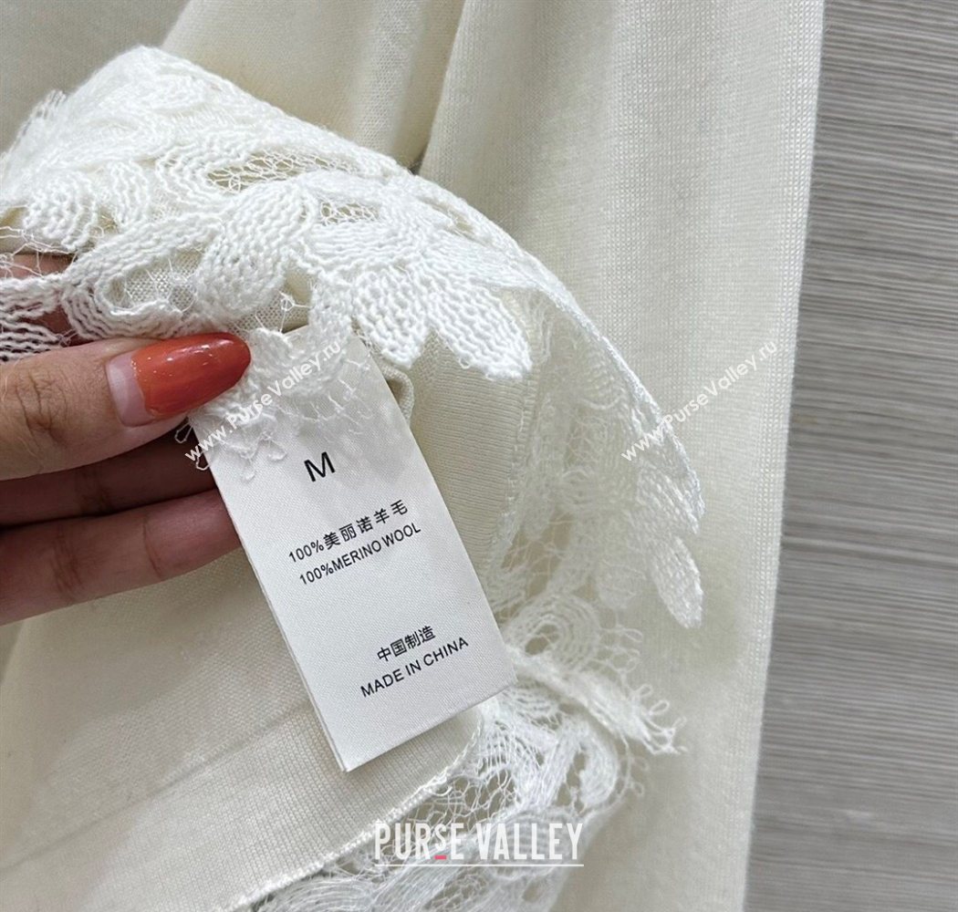 Ermanno Scervino Wool and Lace Top White 2025042933 (QI-250904135)