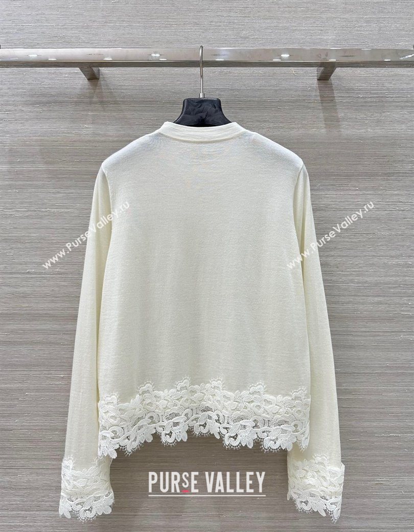 Ermanno Scervino Wool and Lace Top White 2025042933 (QI-250904135)