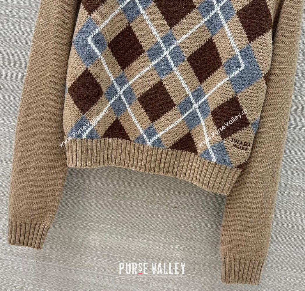 Prada Wool Plaid Sweater Beige 2025 PR090426 (QI-250904127)
